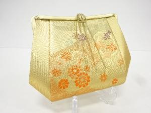 リサイクル　佐賀錦花丸文様織り出し和装バッグ